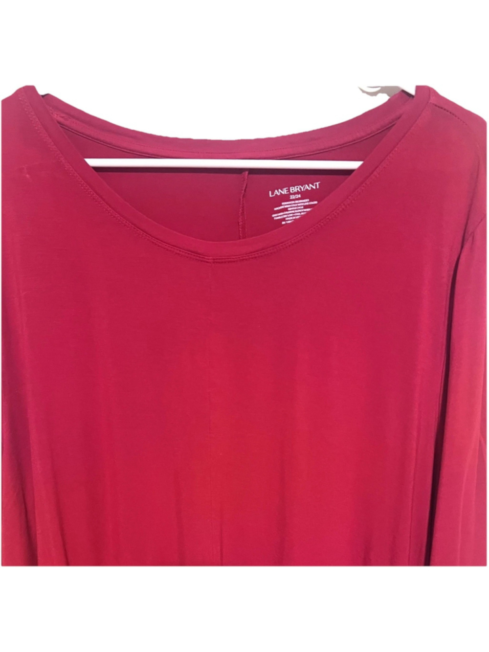 Lane Bryant Tunic Women’s 22/24 2X 3X Red 3/4 Sleeve Stretch Slinky Knit Top - Picture 3 of 4